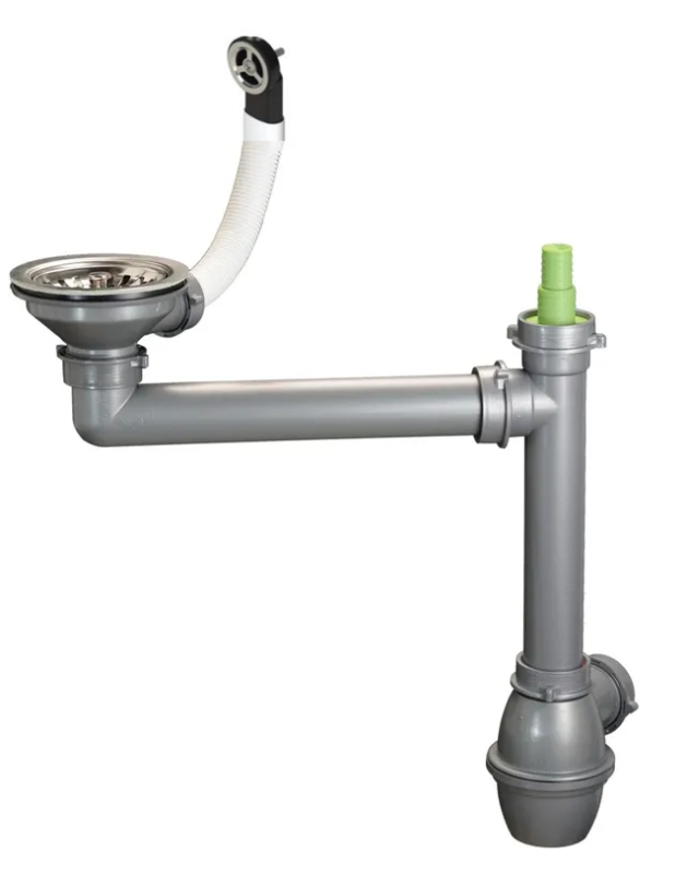 Ausmann Отточен комплект от неръждаема стомана с кръгла преливник, включително сифон за единична мивка 1208972186