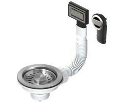 Pure.Sink Universal комплект за кошница от шлифована неръждаема стомана, комплект за оттичане на мивка, включително преливник, кръгъл и правоъгълен WSTMAN-02