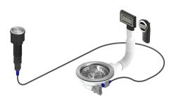 Pure.Sink Universal Неръждаема стомана отводна система, включваща натискащ бутон с тапа, плюс правоъгълен и кръгъл преливник WSTAUT-02