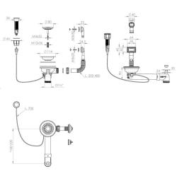 Pure.Sink Universal Матов бял отвод, включващ натискащ бутон с тапа, плюс правоъгълен и кръгъл преливник WSTAUT-32