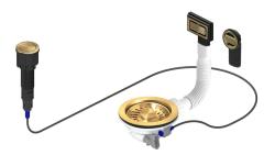 Pure.Sink Universal Златен отвод, включващ натискащ бутон с тапа, плюс правоъгълен и кръгъл преливник WSTAUT-60