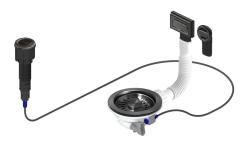 Pure.Sink Universal Gun metal Дренажен комплект, включващ натискащ бутон с тапа, плюс правоъгълен и кръгъл преливник WSTAUT-61