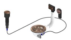 Pure.Sink Universal Меден отвод, включващ натискащ бутон с тапа, плюс правоъгълен и кръгъл преливник WSTAUT-62