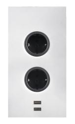 Indux Corner Енергиен стълб с 2 контакта с заземител и 2 x USB зарядно устройство Бял 1208972298