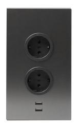 Indux Corner Енергиен стълб с 2 контакта с заземител и 2 x USB зарядно устройство Gun metal 1208972299