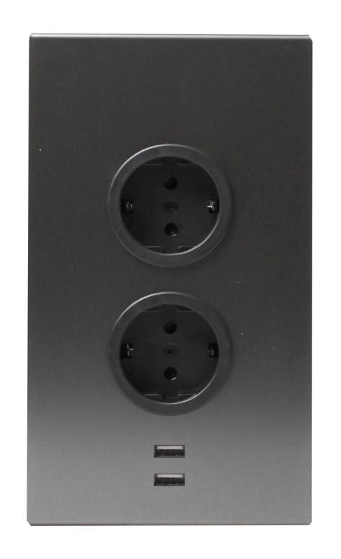 Indux Corner Енергиен стълб с 2 контакта с заземител и 2 x USB зарядно устройство Gun metal 1208972299