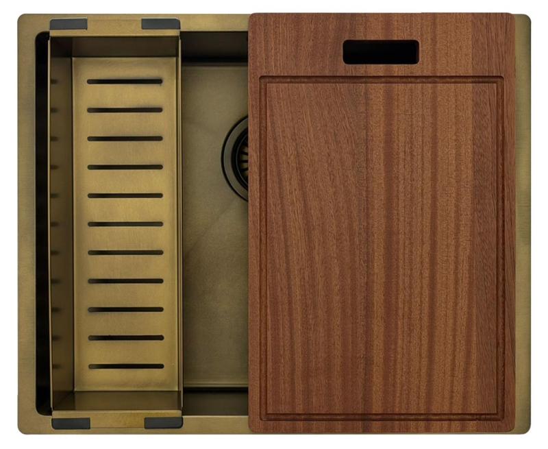 Pure.Sink Luxion PVD Античен бронзов мивка 50x40 cm за вграждане, плоско вграждане и надграждане с дъно PLX5040-64