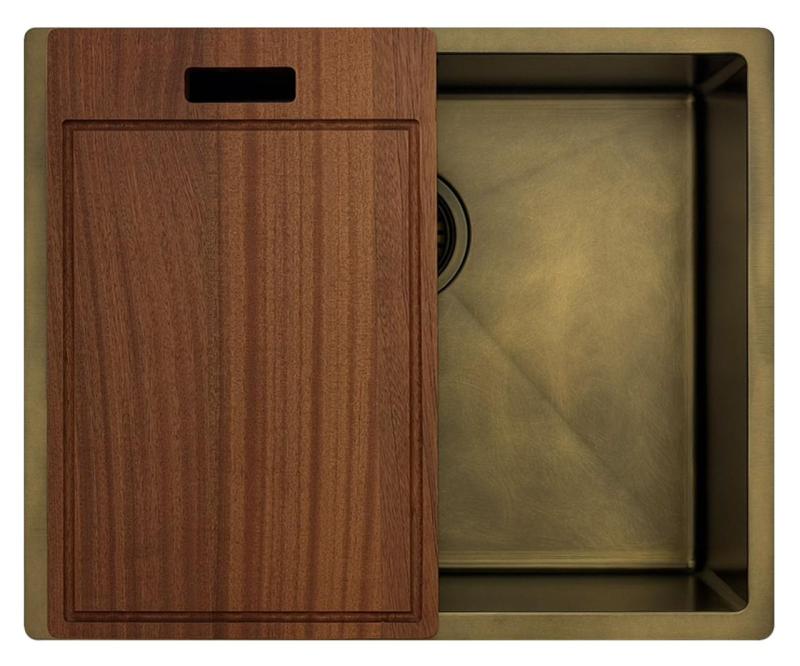 Pure.Sink Luxion PVD Античен бронзов мивка 50x40 cm за вграждане, плоско вграждане и надграждане с дъно PLX5040-64