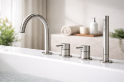 MURO TUA вграден смесител за вана с кръгла изливка и изтегляща се ръчна душ-глава, хром 1208972441