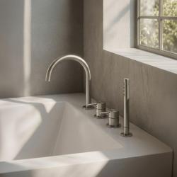 MURO TUA вграден смесител за вана с кръгла изливка и изтегляща се ръчна душ-глава, хром 1208972441