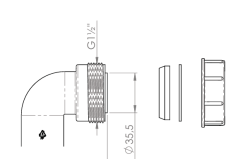 Pure.Sink Комплект за сифонен коляно за Великобритания с гайка и уплътнения 40 mm WSTSUK-32