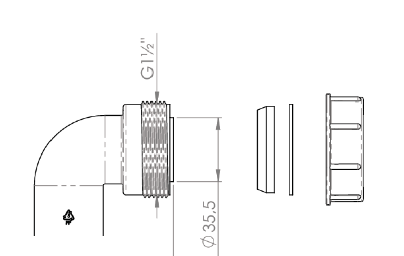 Pure.Sink Комплект за сифонен коляно за Великобритания с гайка и уплътнения 40 mm WSTSUK-32