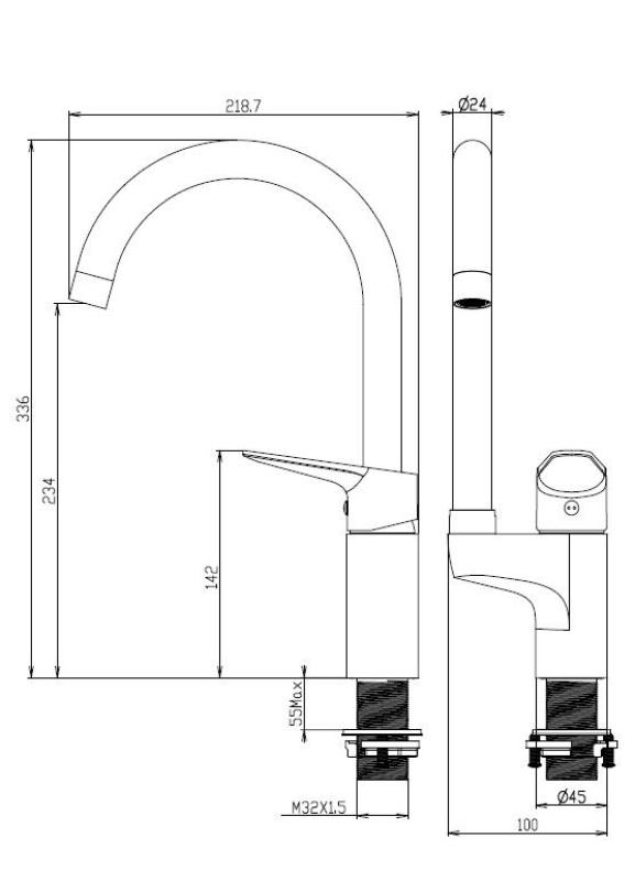 Aquanello Casa Кухненски смесител Хром с горна дръжка CR-1202-CS
