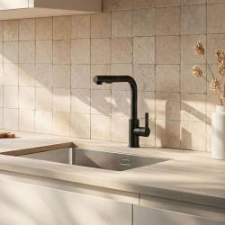 Graniteland Celeste Кухненски смесител, черен, с изтеглящ се излив и двойна функция ръчна душ 1208972454