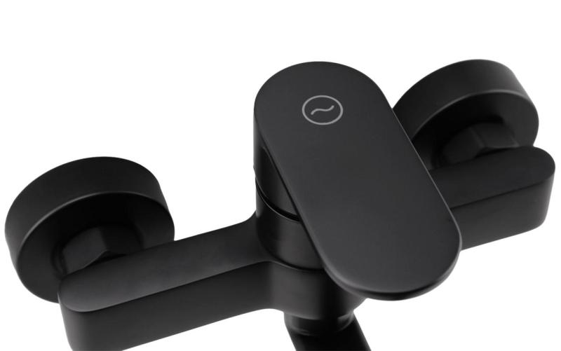 Aquanello Casa Едноръковен кухненски смесител за стена, черен, с излив 25 cm BL-1425-CS