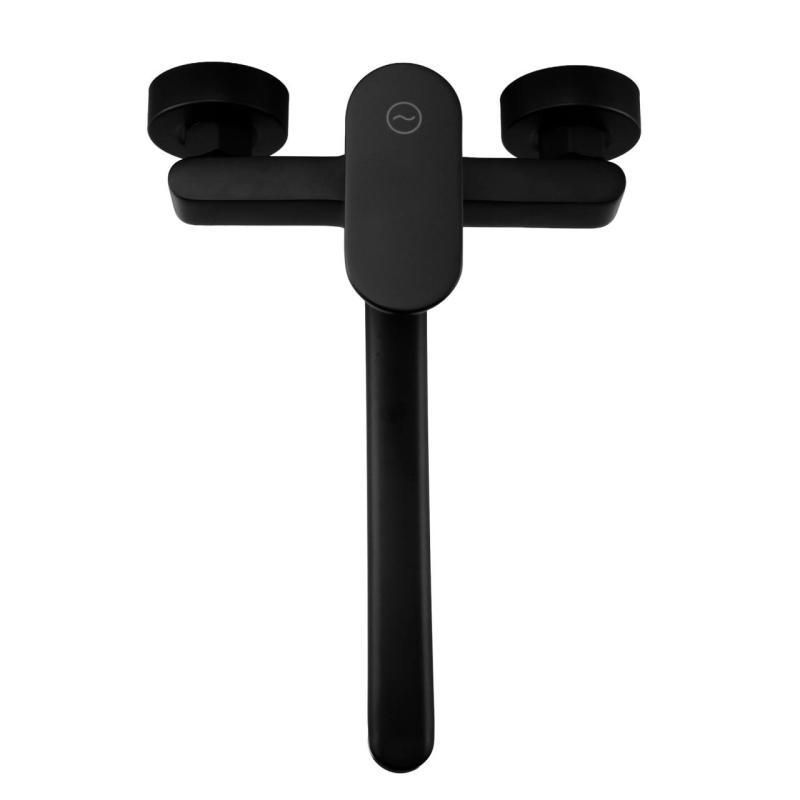 Aquanello Casa Едноръковен кухненски смесител за стена, черен, с излив 25 cm BL-1425-CS