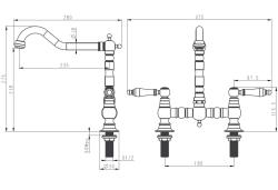 Aquanello Heritage Manor Класически кухненски смесител „Носталгичен мост“ от неръждаема стомана с бяла дръжка NB-0010-HM