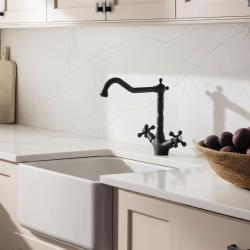 Aquanello Heritage Ascot Класическа кухня Носталгичен кухненски кран, черен, с ъглова изливна тръба BL-4002-HA