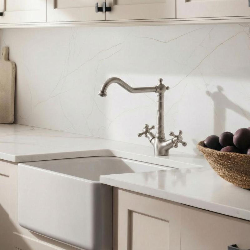 Aquanello Heritage Ascot Класическа кухня Носталгичен кухненски кран от неръждаема стомана с ъглова изливна тръба NB-4002-HA