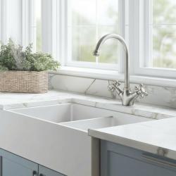 Aquanello Heritage Ascot Класическа кухня Носталгичен кухненски кран от неръждаема стомана с кръгла изливка NB-4003-HA