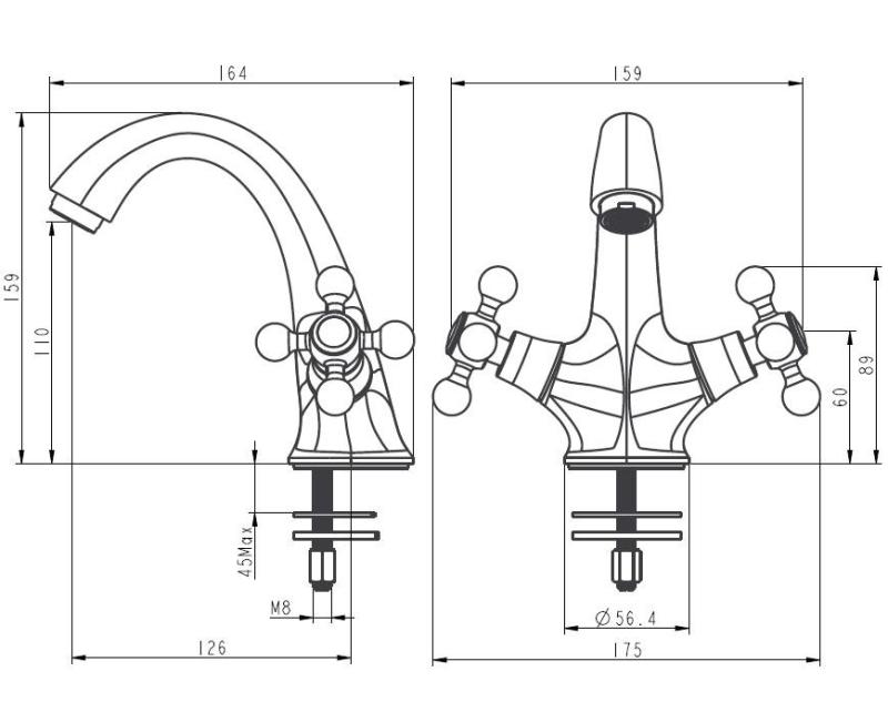 Aquanello Heritage Ascot Класическа носталгична смесителна батерия за умивалник Бронз BN-4101-HA