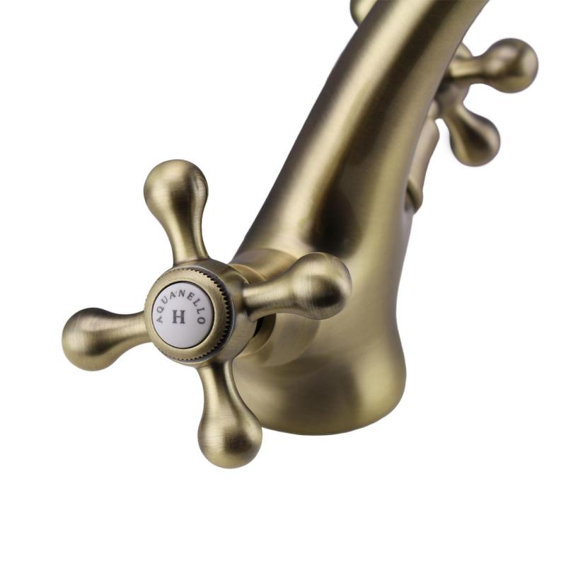 Aquanello Heritage Ascot Класическа носталгична смесителна батерия за умивалник Бронз BN-4101-HA