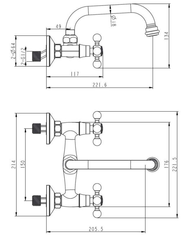 Aquanello Heritage Ascot Класически кухненски смесител с горна изливна тръба, хром CR-4110-HA
