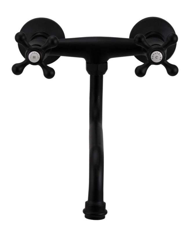 Aquanello Heritage Ascot Класическа кухненска стенна смесителна батерия, черна BL-4111-HA