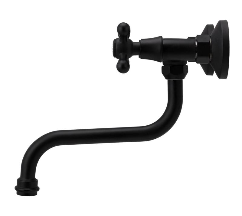 Aquanello Heritage Ascot Класическа кухненска стенна смесителна батерия, черна BL-4111-HA