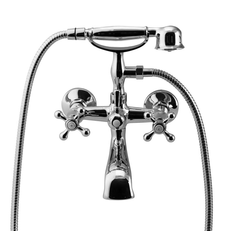 Aquanello Heritage Ascot Класически смесител за баня с хромирани копчета, включително ръчна душ CR-3002-HA