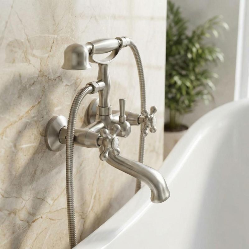 Aquanello Heritage Ascot Класическа смесителна батерия за баня със звездички от неръждаема стомана, включително ръчна душ NB-3002-HA