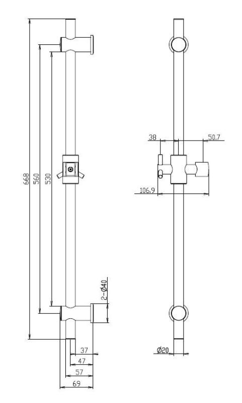 Aquanello Heritage Collection Класическа плъзгаща се релса 668 mm от неръждаема стомана NB-9004-HC