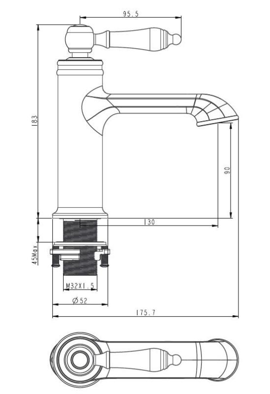 Aquanello Heritage Manor Класическа носталгична смесителна батерия за умивалник от неръждаема стомана NB-1001-HM