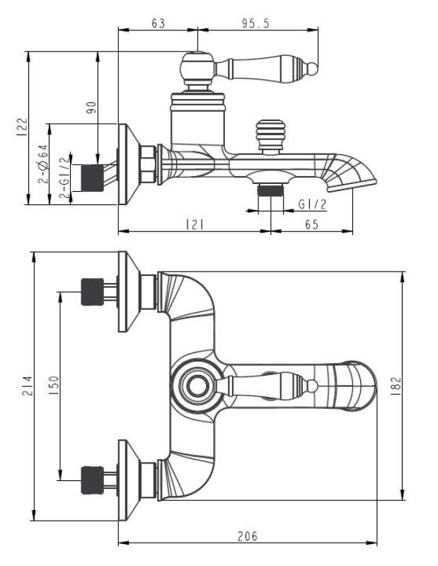 Aquanello Heritage Manor Класическа смесителна батерия за баня Хром CR-3001-HM