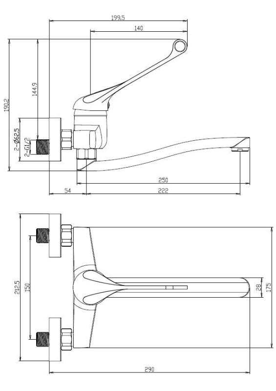 Aquanello Medic Кухненски стенен кран с дълга дръжка, хром CR-1005-MD