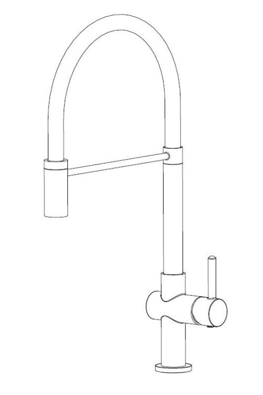 Aquanello Gastro Кухненска смесителна батерия с гъвкав излив, хром CR-4400-GT