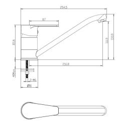 Aquanello Casa Ниска кухненска смесителна батерия с една дръжка, хром CR-1203-CS