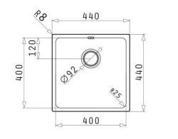 PM Lydia Мивка от неръждаема стомана 40x40 см за вграждане под плот, вграждане в плот и монтаж върху плот 1208972639