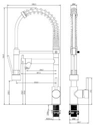 Aquanello Gastro Кухненска смесителна батерия с професионална душ-функция, хром CR-4402-GT