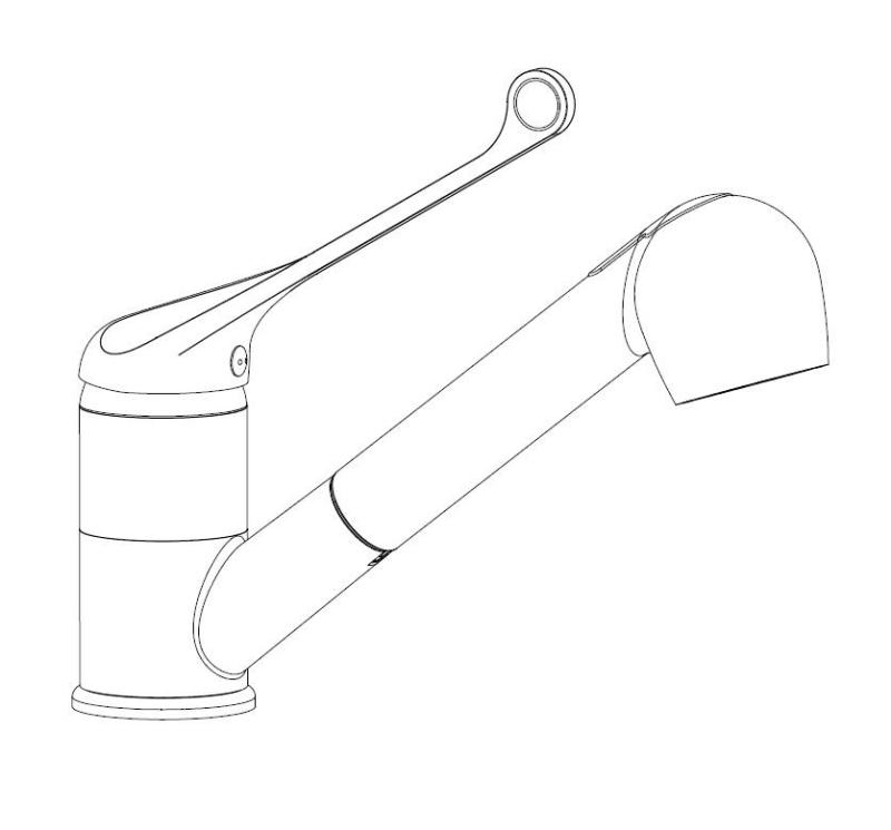 Aquanello Medic Кухненска смесителна батерия с дълга дръжка и изтеглящ се излив, хром CR-1006-MD