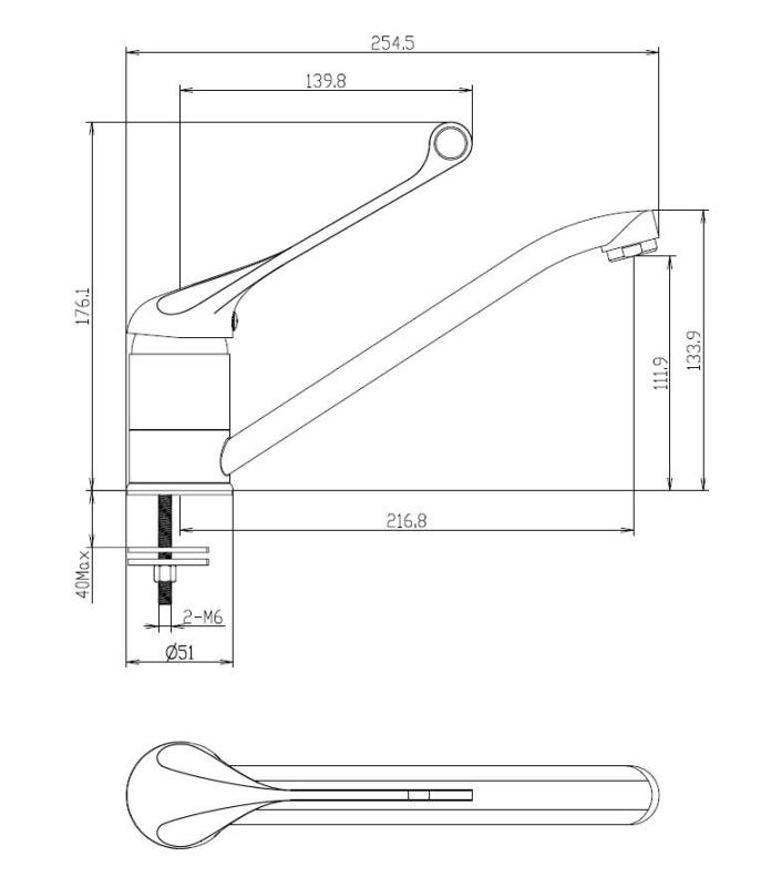 Aquanello Medic Кухненска смесителна батерия с дълга дръжка  Хром CR-1007-MD