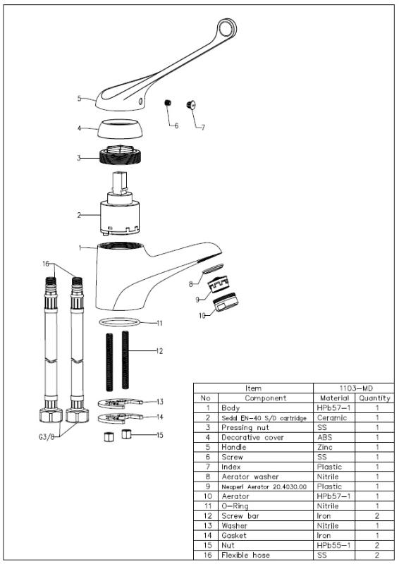Aquanello Medic Смесител за умивалник с изключително дълга дръжка, хром CR-1103-MD
