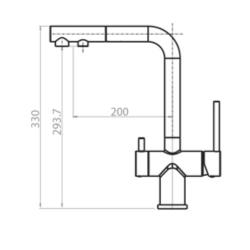 Ausmann Ellington 3-посочна кухненска смесителна батерия с изтеглящ се излив и филтрирана вода – месинг  1208972694