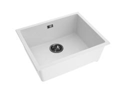 Pure.Sink Eternal Кварцова бяла мивка 50x40 см за вграждане и за монтаж върху плот с капак в цвят „Gun metal“