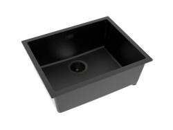 Pure.Sink Eternal Кварцова черна мивка 50x40 см за вграждане в плот и под плот с черна запушалка