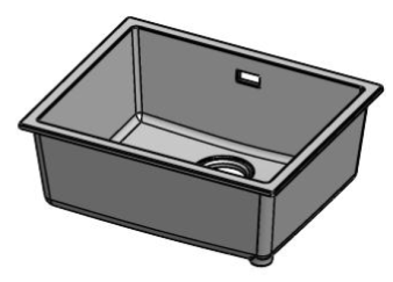 Pure.Sink Eternal Кварцова мивка в цвят „бежов“, 50x40 см, за вграждане в плот и под плот, с капачка в цвят „gun metal“