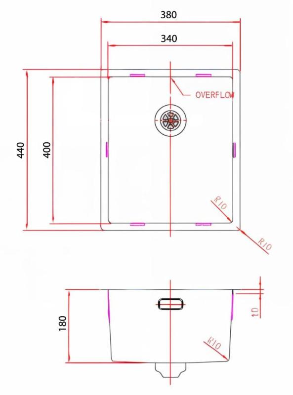 Pure.Sink Comfort Мивка PVD Gun Metal 34x40 см за вграждане, вграждане в плот и монтаж върху плот PCM3440-61