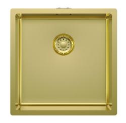 Pure.Sink Comfort PVD златна мивка 40x40 см, радиус 10 мм, за вграждане, за вграждане в плот и за монтаж върху плот PCM4040-60
