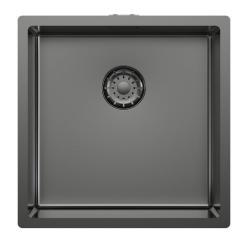 Pure.Sink Comfort Мивка с PVD покритие в цвят „Gun metal“, 40x40 см, радиус 10 мм, за вграждане, за вграждане в плот и за монтаж върху плот PCM4040-61