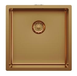 Pure.Sink Comfort Медна мивка с PVD покритие, 40x40 см, радиус 10 мм, за вграждане, за вграждане в плот и за монтаж върху плот PCM4040-62